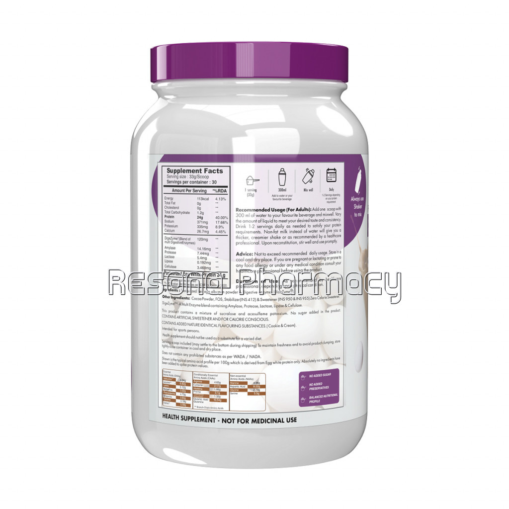 Egg White Protein   Instant Mix   80% Protein   Non Gmo and Lactose Free   1 Kg (Chocolate)