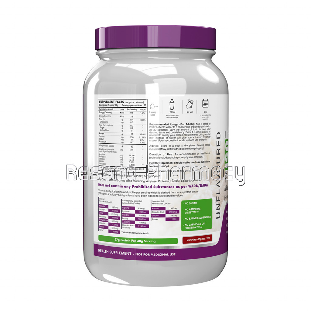 Iso Whey Protein   Isoreal (Produced In Usa)   90% Protein With Digestive Enzymes   Designed For Muscle Enhancement   Unflavoured   1 Kg