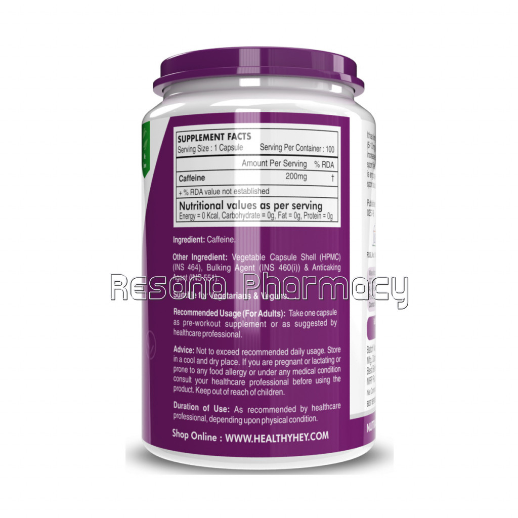 Caffeine Capsules (200 Mg)   100 Veg Capsules