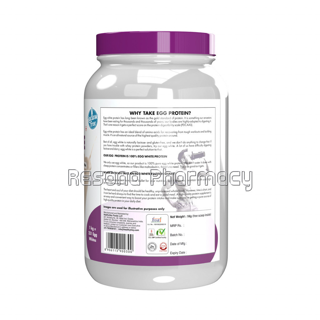 Egg White Protein   Instant Mix   80% Protein   Non Gmo and Lactose Free   1 Kg (Unflavoured)