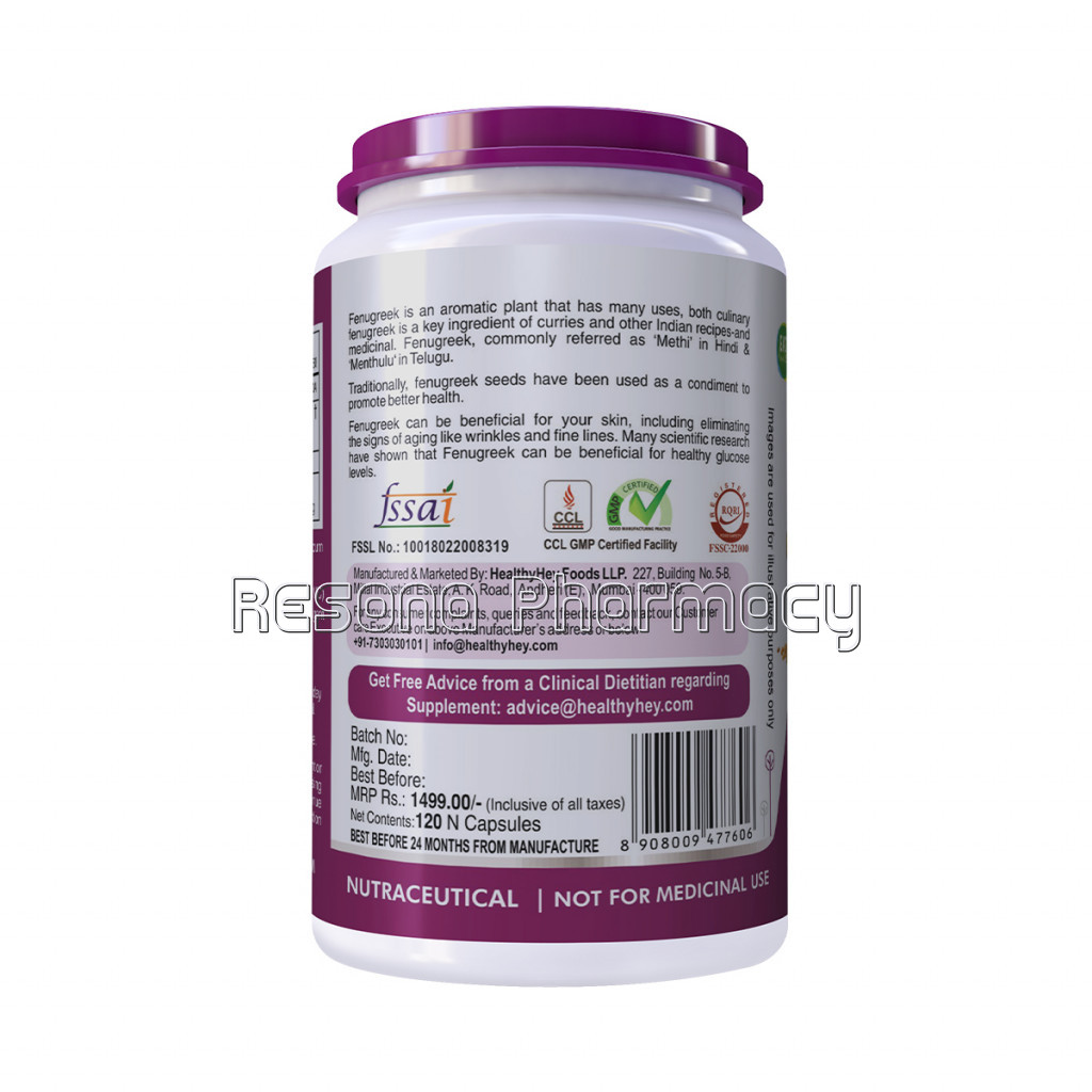 Fenugreek Seed 50% Methi Extract   1200 Mg Veg Capsule, 120 Count