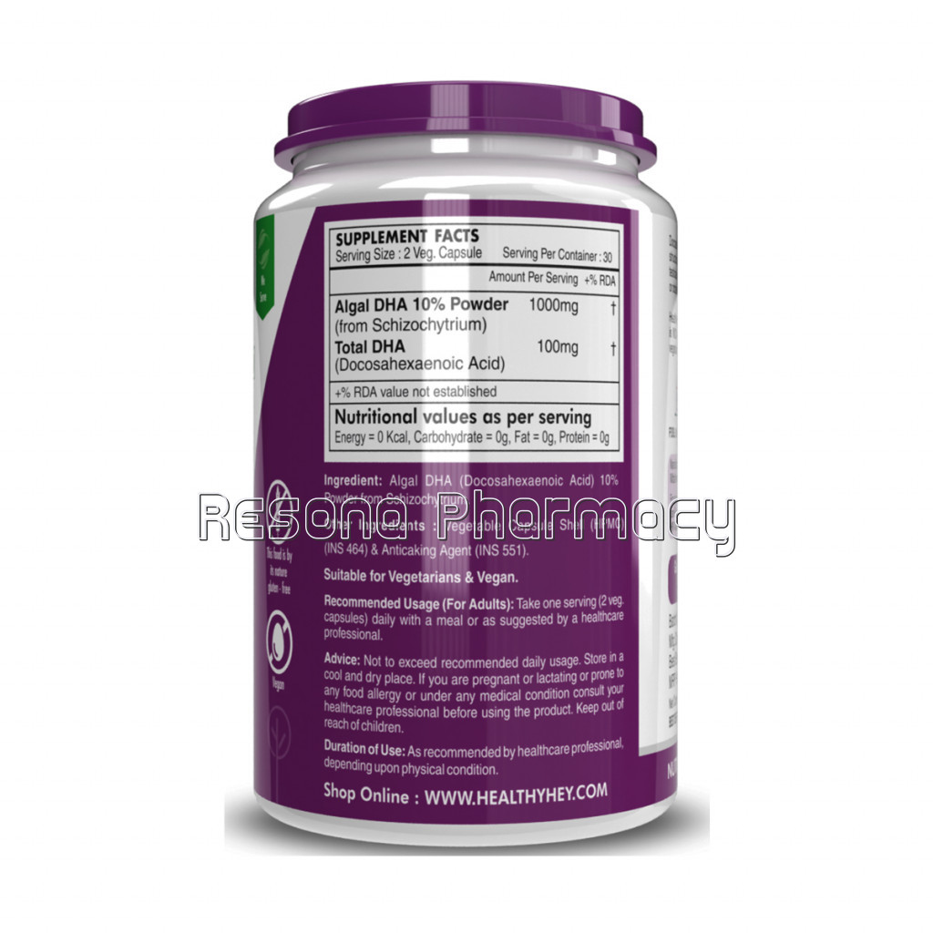 NaNaturalOmega 3   Plant Based   Support Heart, Brain and Joint   Sourced From Algae   Fish Oil Free   1000Mg   60 Veg Capsules