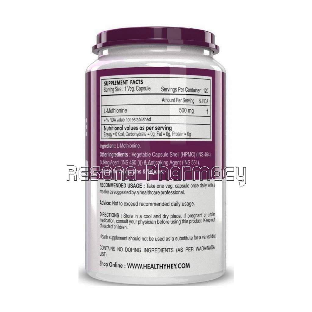 L Methionine Free Form Pure Crystalline   500Mg   120 Veg Capsules