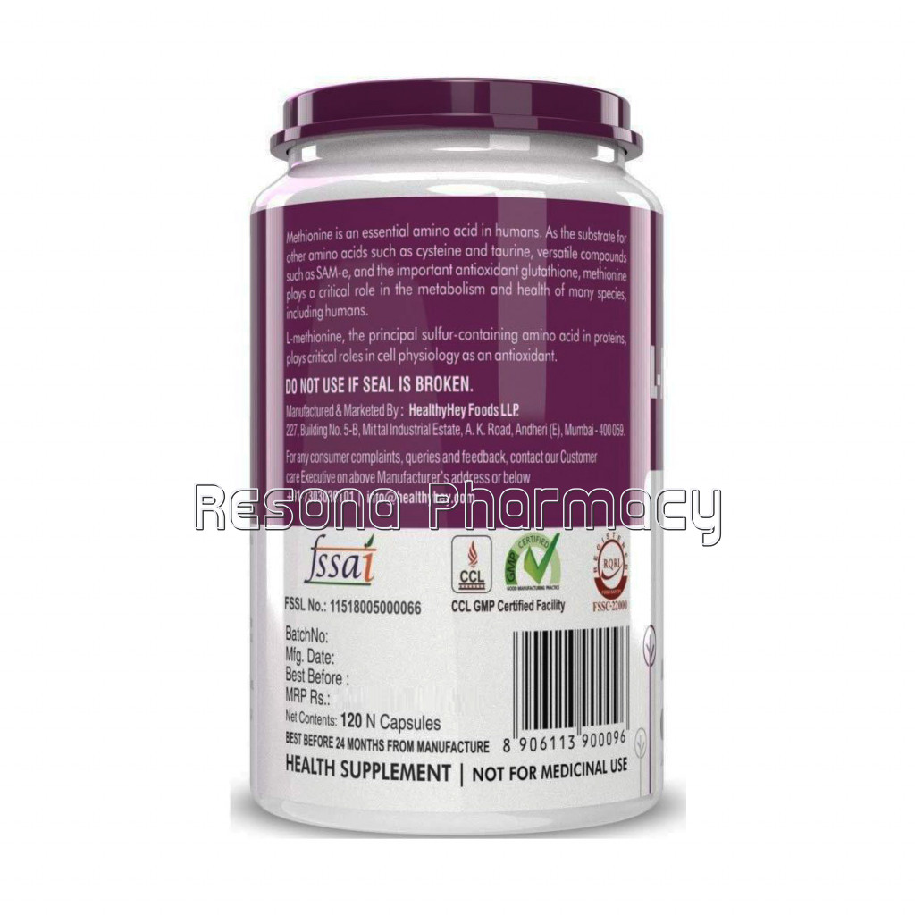 L Methionine Free Form Pure Crystalline   500Mg   120 Veg Capsules