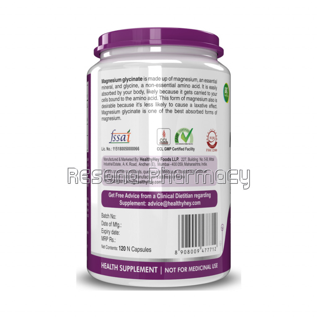 Magnesium Glycinate   High Absorption   550Mg   120 Vegetable Capsules