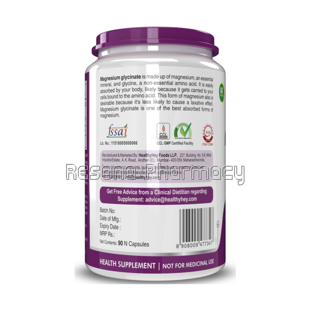 Magnesium Glycinate   High Absorption , 550Mg, 90 Vegetable Capsules