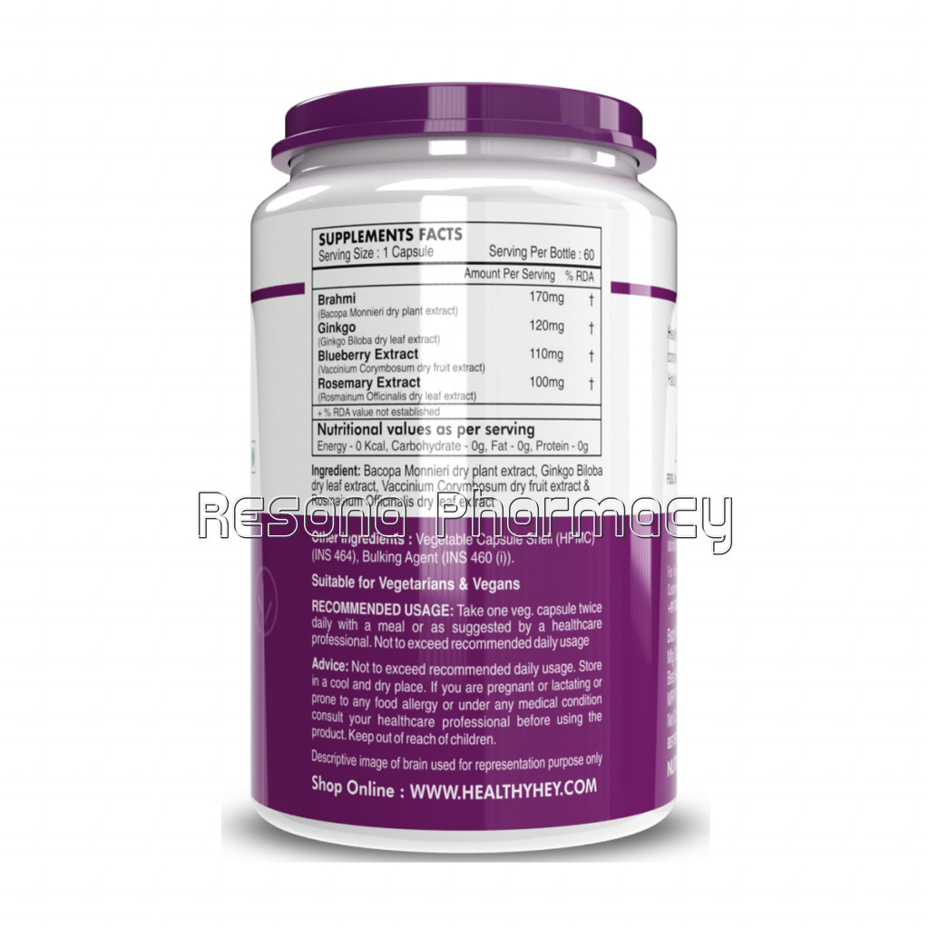 Brainfocus   NaNaturalBrain Health Formula For Memory and Focus   60 Veg Capsules