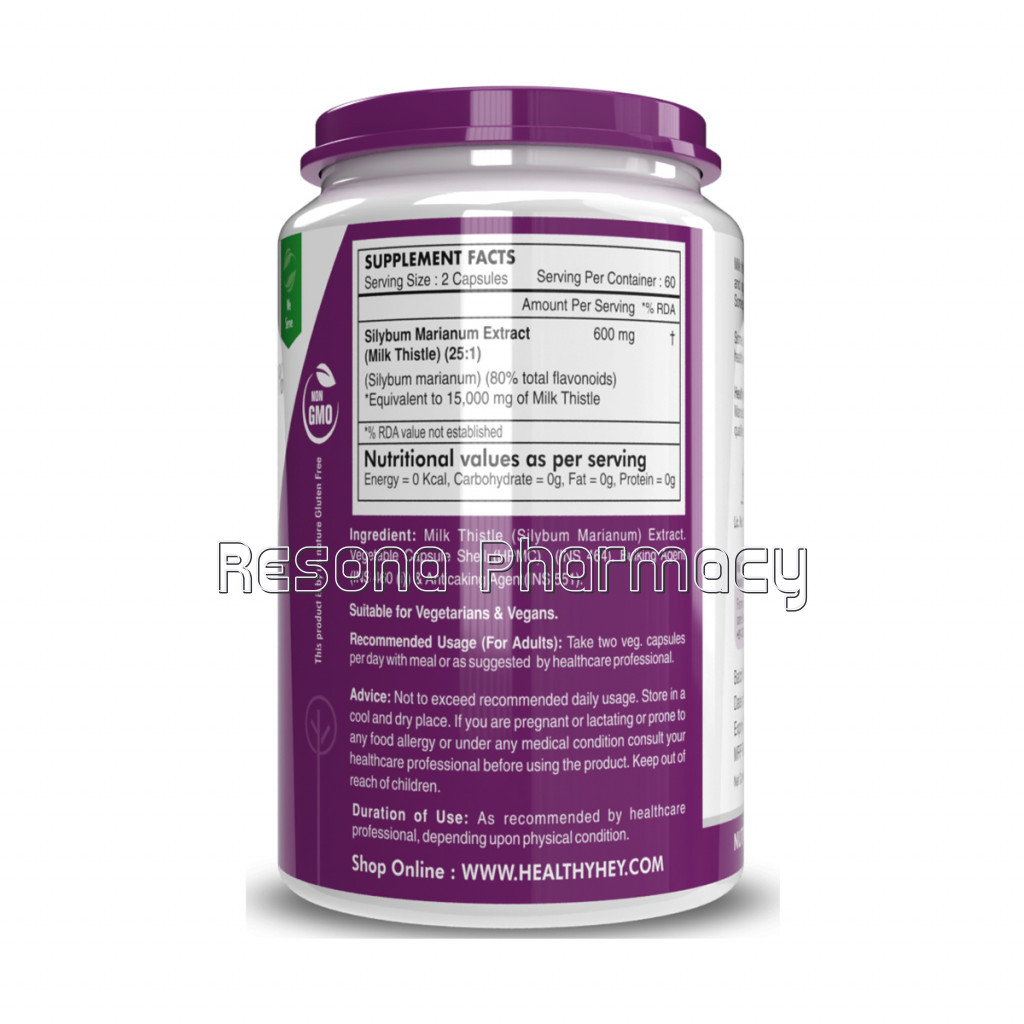 Milk Thistle Extract 600 Mg, 120 Vegetable Capsules | 25:1 (Silymarin Marianum)   Liver Health Supplement