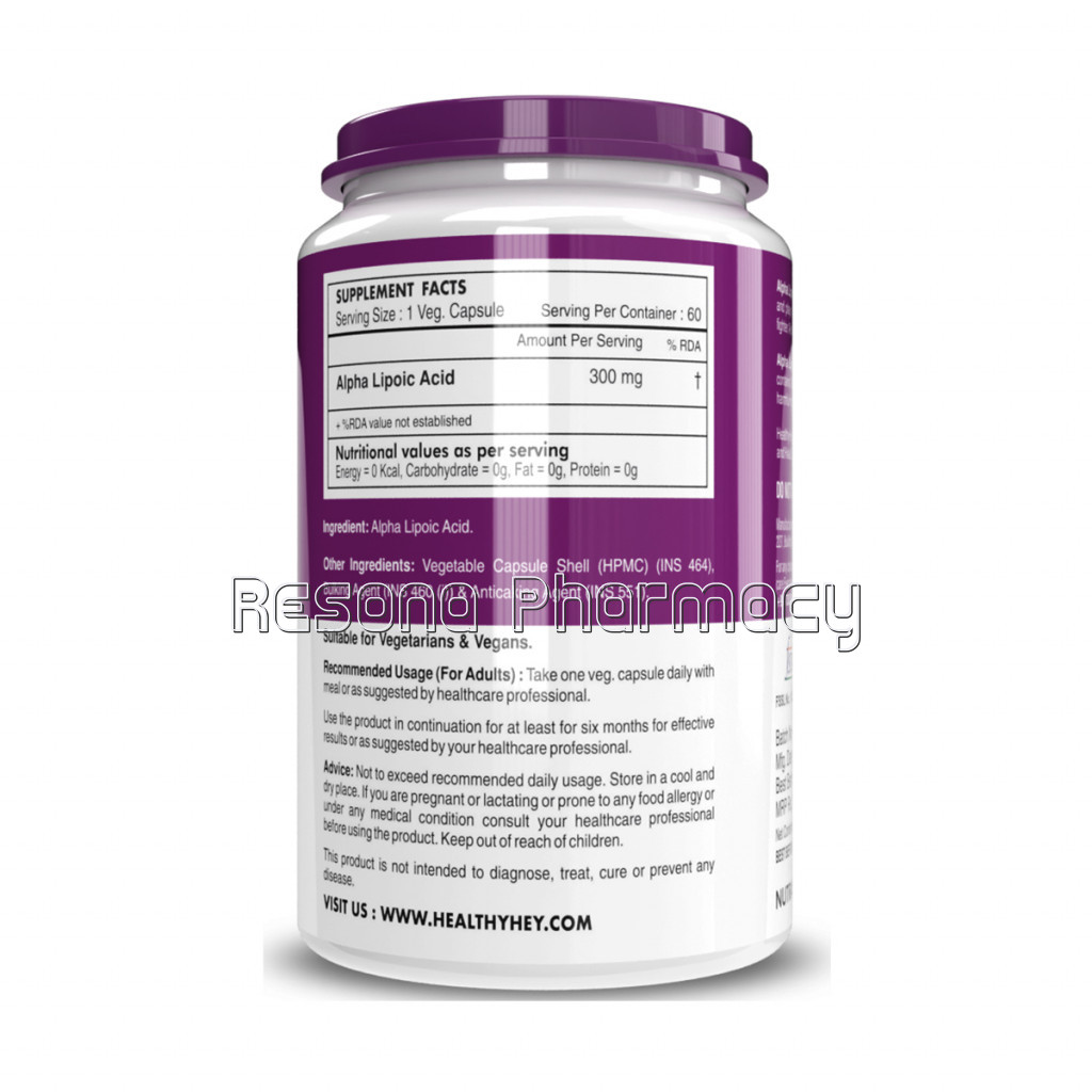 Alpha Lipoic Acid   Ala   300Mg Per Serving   60 Veg. Capsules   Gluten Free and Non Gmo
