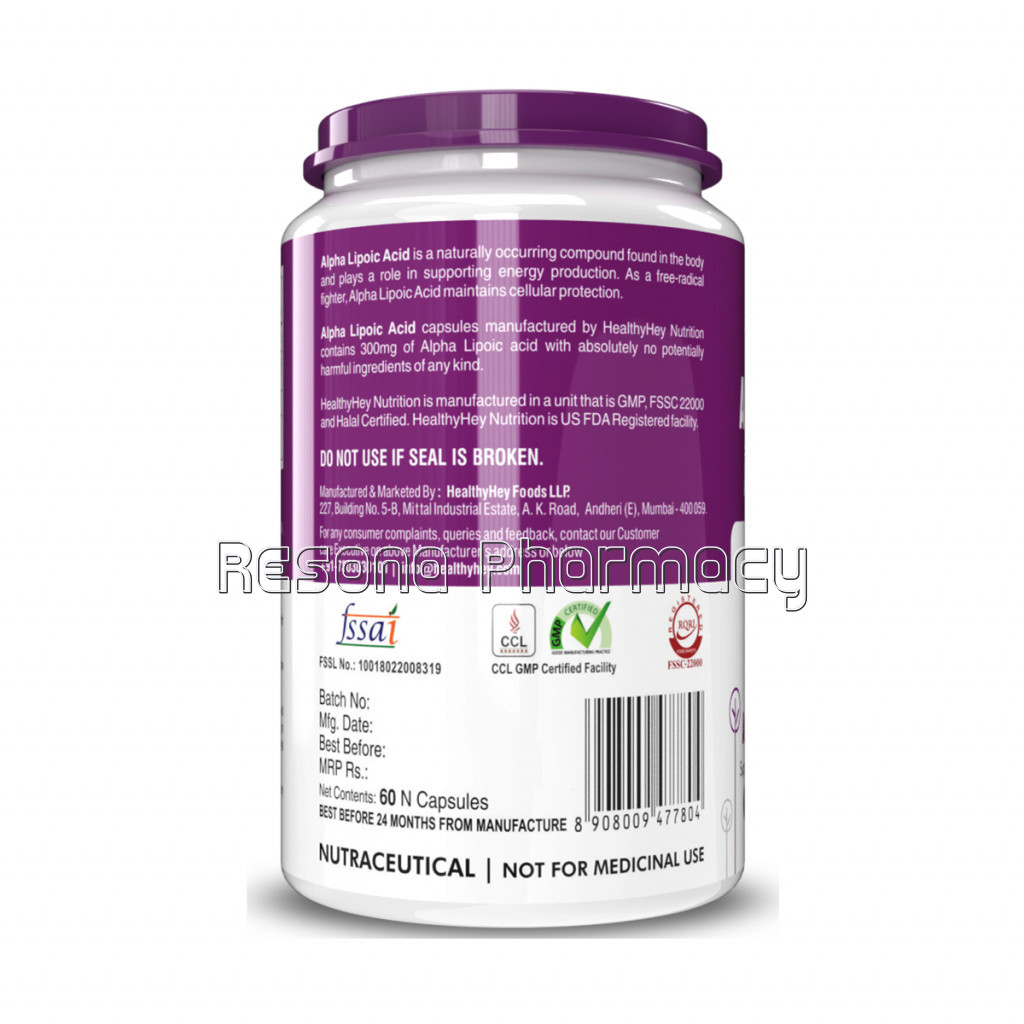 Alpha Lipoic Acid   Ala   300Mg Per Serving   60 Veg. Capsules   Gluten Free and Non Gmo