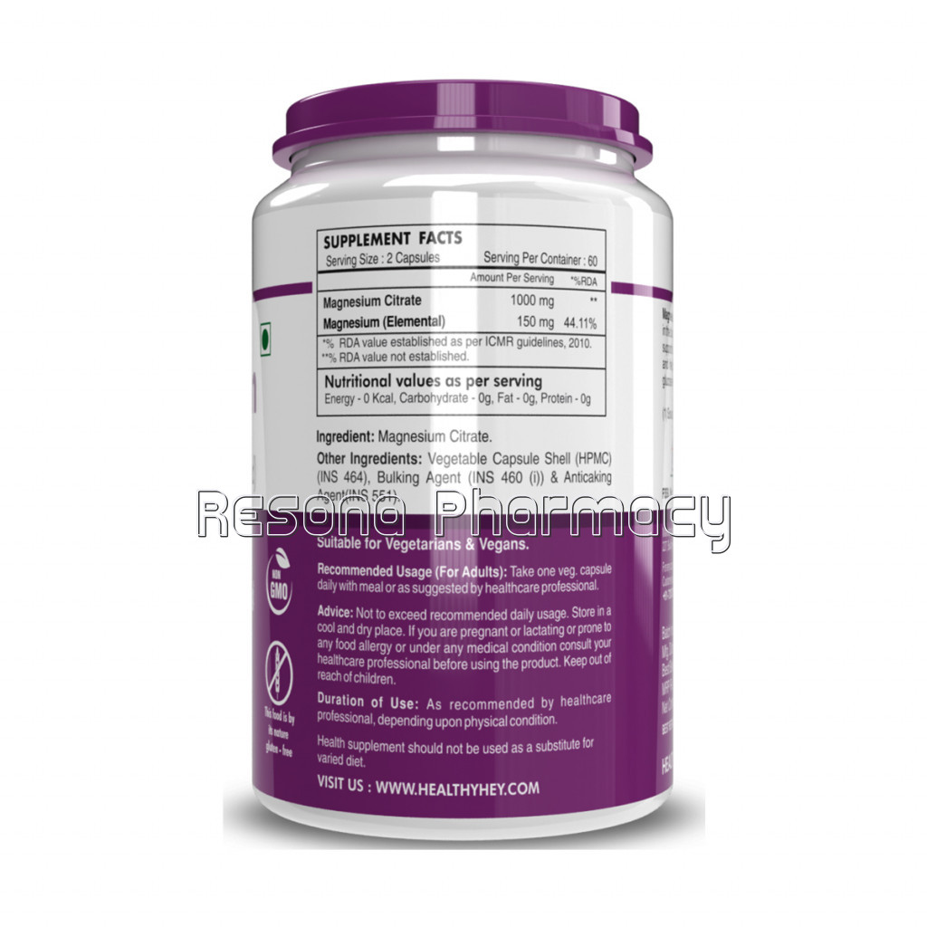 Magnesium Citrate   1000 Mg   120 Vegetable Capsules