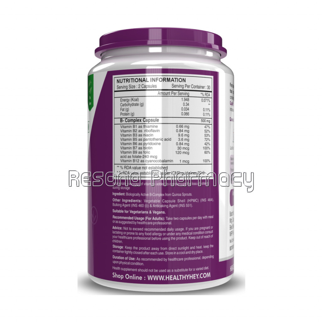 NaNaturalVitamin B Complex   Made From Quinoa Sprout | Made In Germany | No Chemical | No Preservatives| Non Synthetic   60 Vegetable Capsules