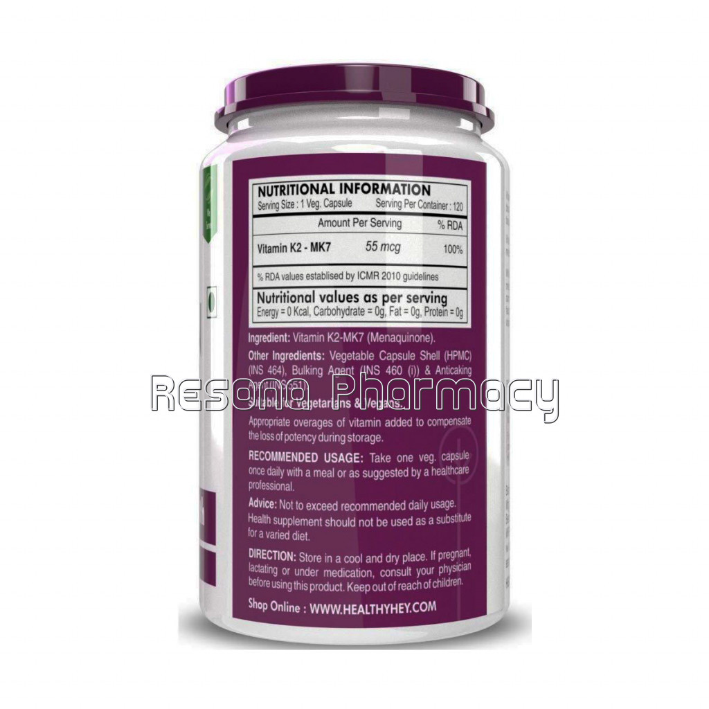 Vitamin K2 Mk7 100% Vegetarian Source   Support Bone Health   55Mcg   120 Vegetable Capsules