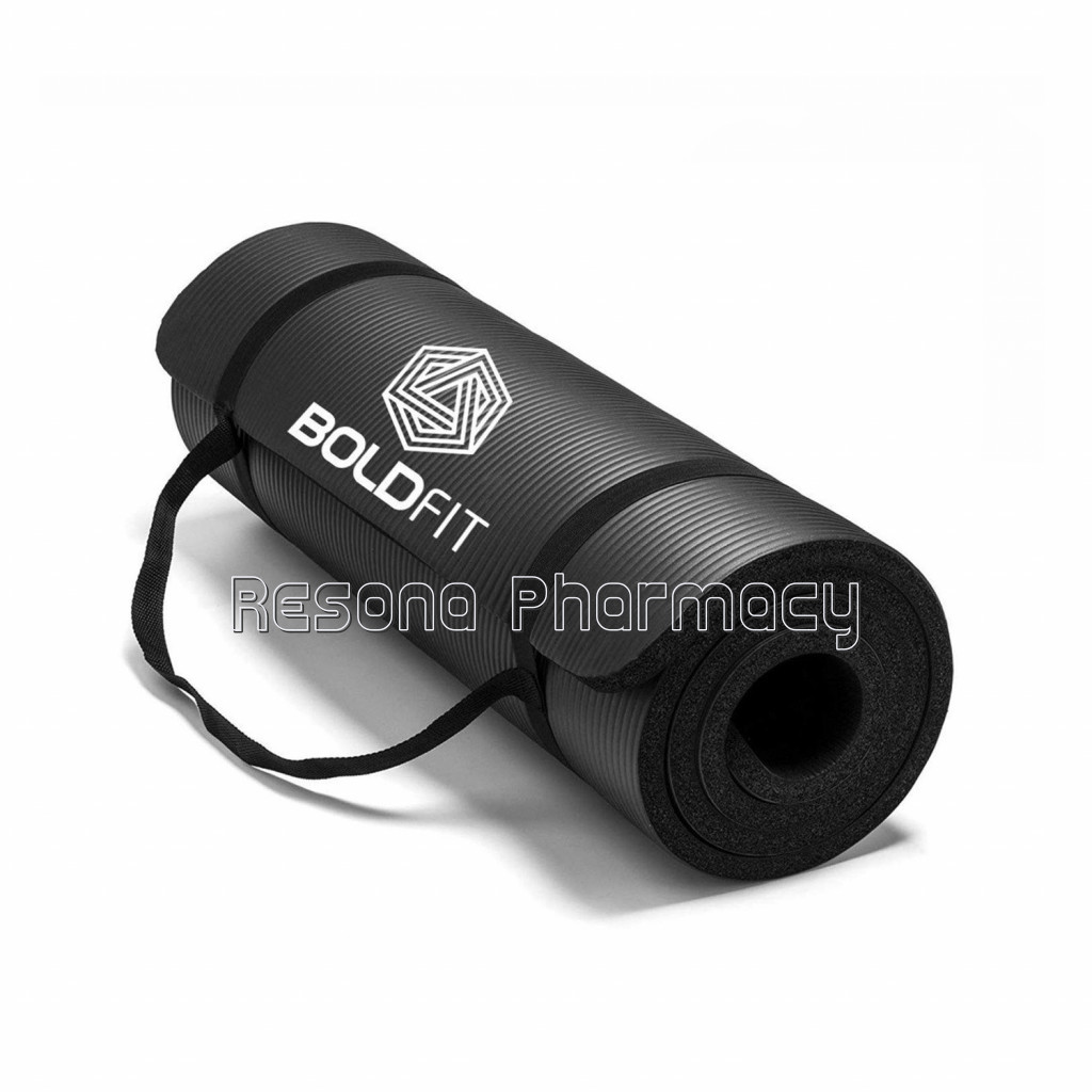Boldfit Nbr Yoga Mat For Men And Women With Carrying Strap Black