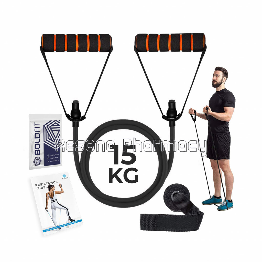 Boldfit Resistance Tube With Foam Handles Black 15 Kg