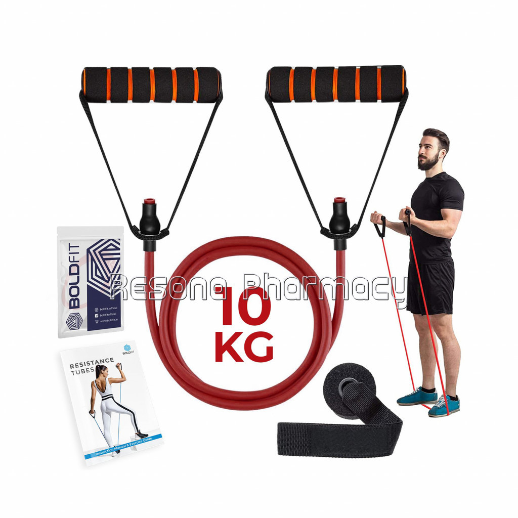 Boldfit Resistance Tube With Foam Handles Red 10 Kg