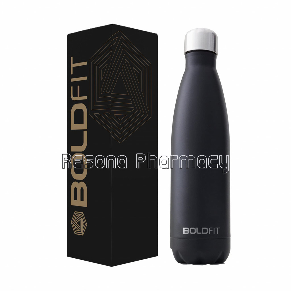 Boldfit Stainless Steel Water Bottle Black 500 Ml