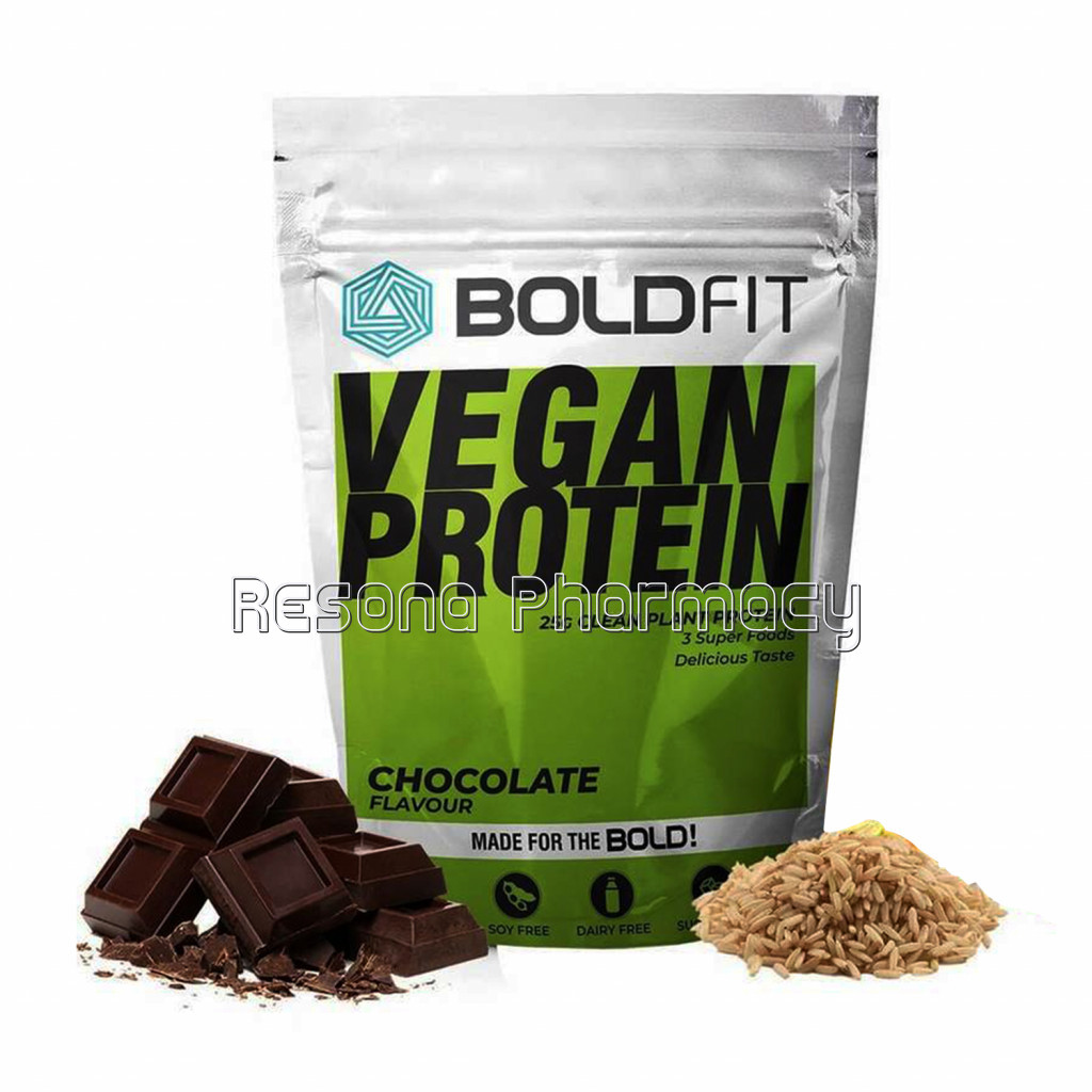Boldfit Vegan Plant Protein   Low Carb, Zero Sugar and Keto Friendly Chocolate 1 Kg
