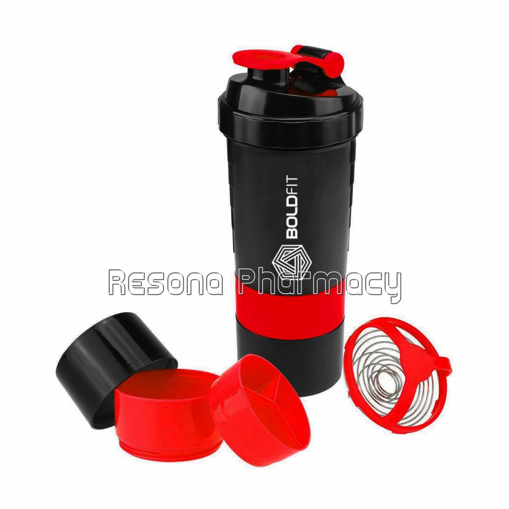 Gym Spider Shaker Bottle 500Ml With Extra Compartment Red