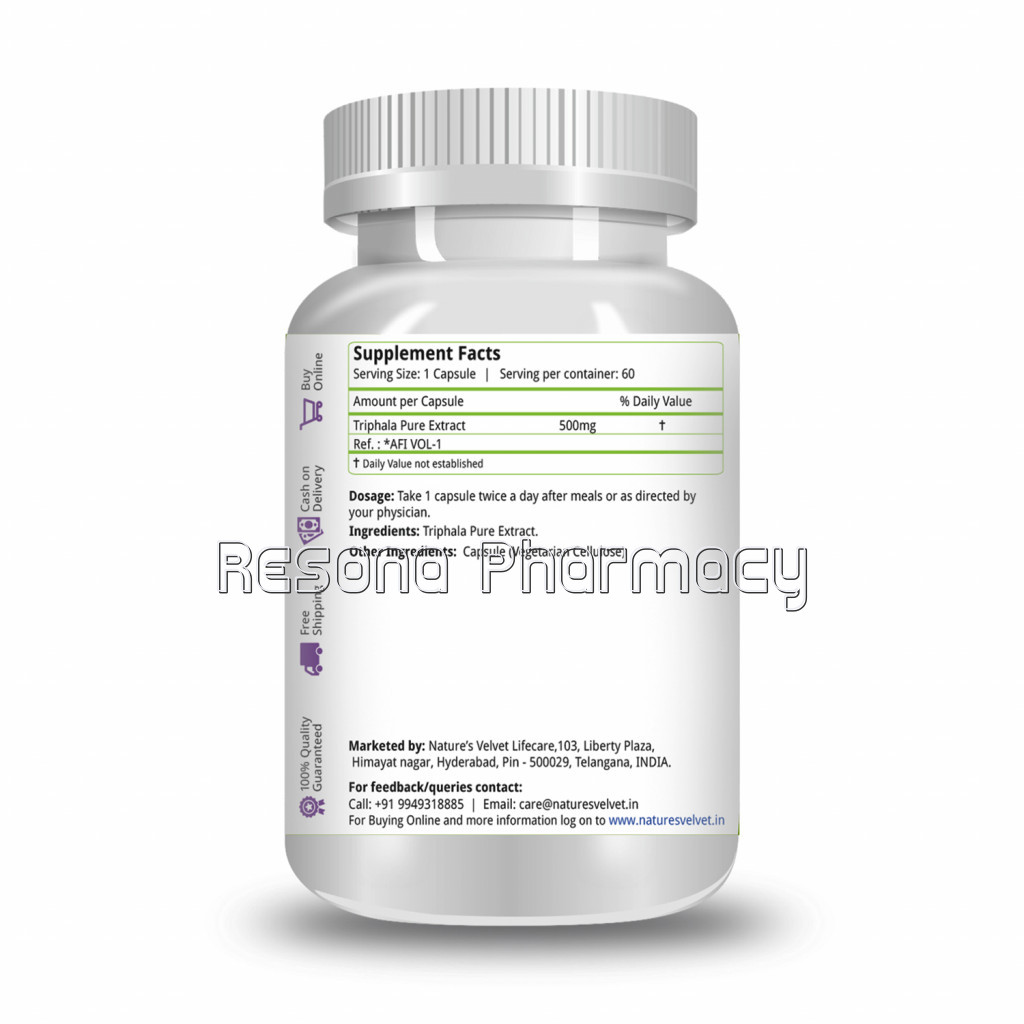 Triphala Pure Extract   Digestion And Colon Cleanse   500 Mg (60 Vegetarian Capsules) Pack Of 1