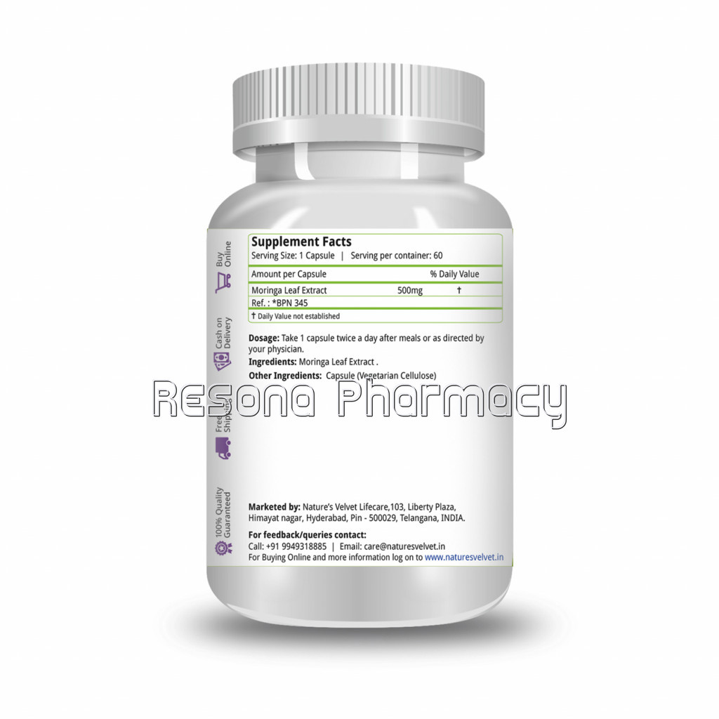 Moringa   Essential Protein and Nutrition   Pure Leaf Extact Capsule Pack Of 1