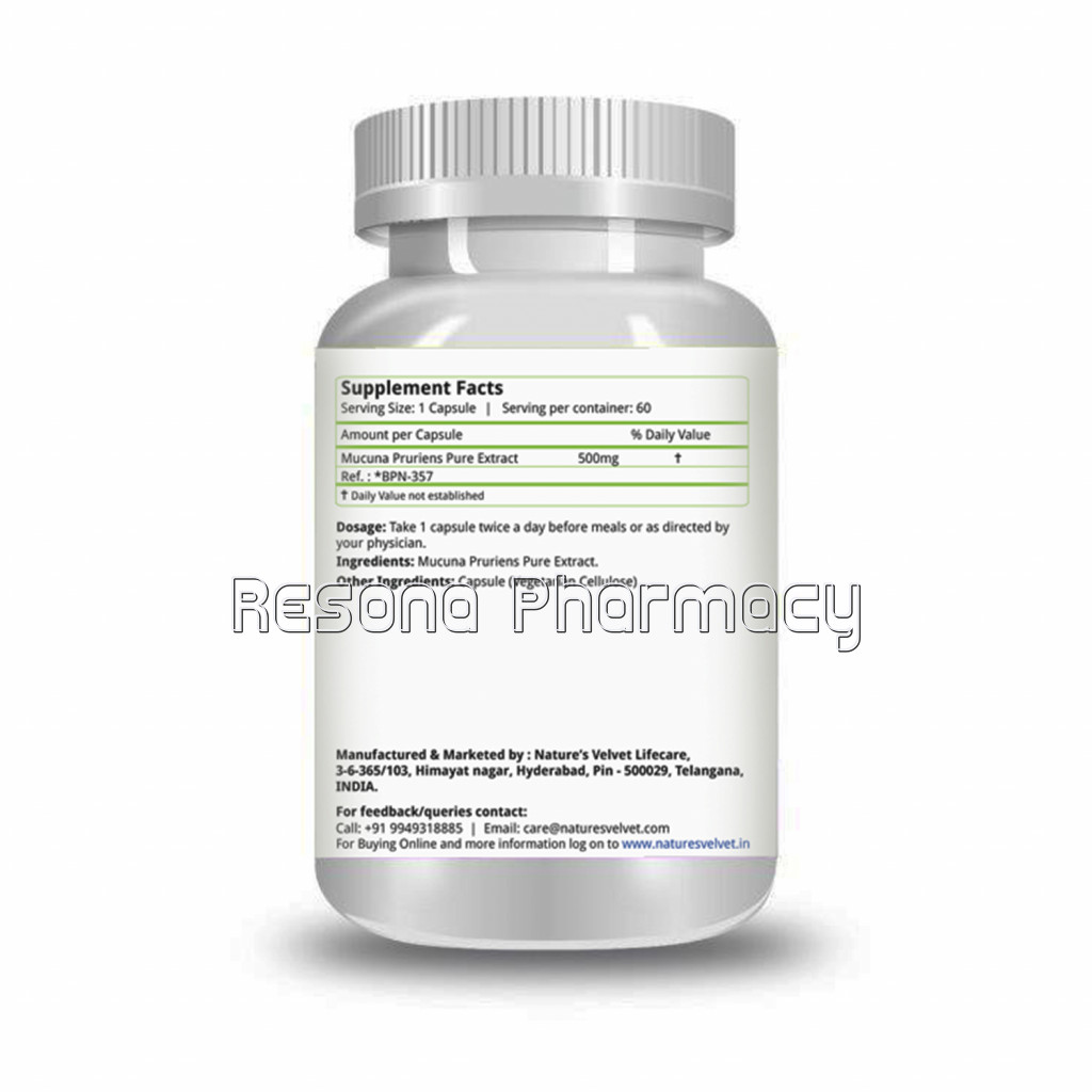 Mucuna Pruriens Pure Extract 500 Mg, 60 Veggie Capsules Pack Of 1