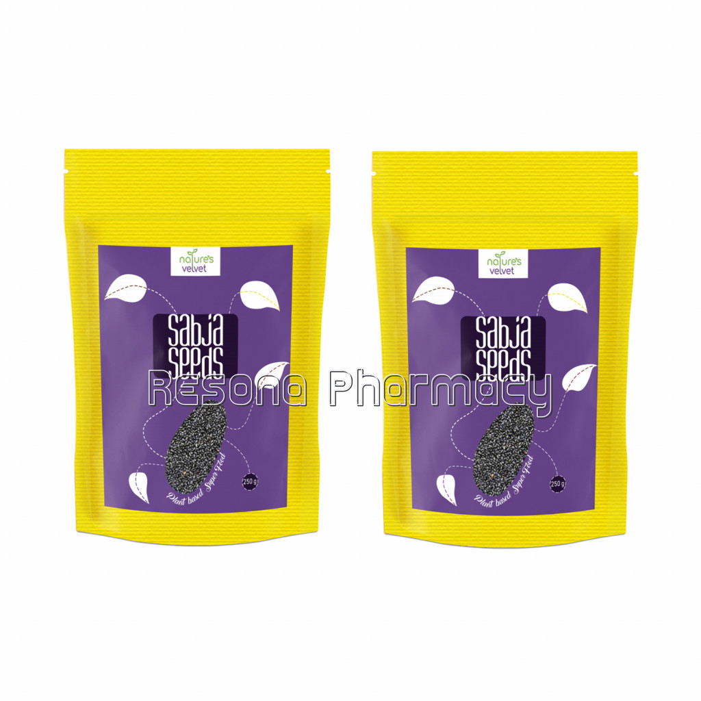 Nature'S Velvet Basil Seeds(Tukmariya/ Sabja Seeds), Raw And Premium, 250G Pack Of 2