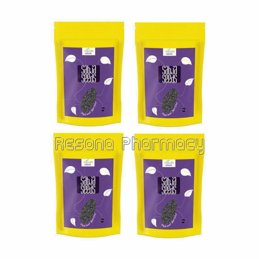 Nature'S Velvet Basil Seeds(Tukmariya/ Sabja Seeds), Raw And Premium, 250G Pack Of 4