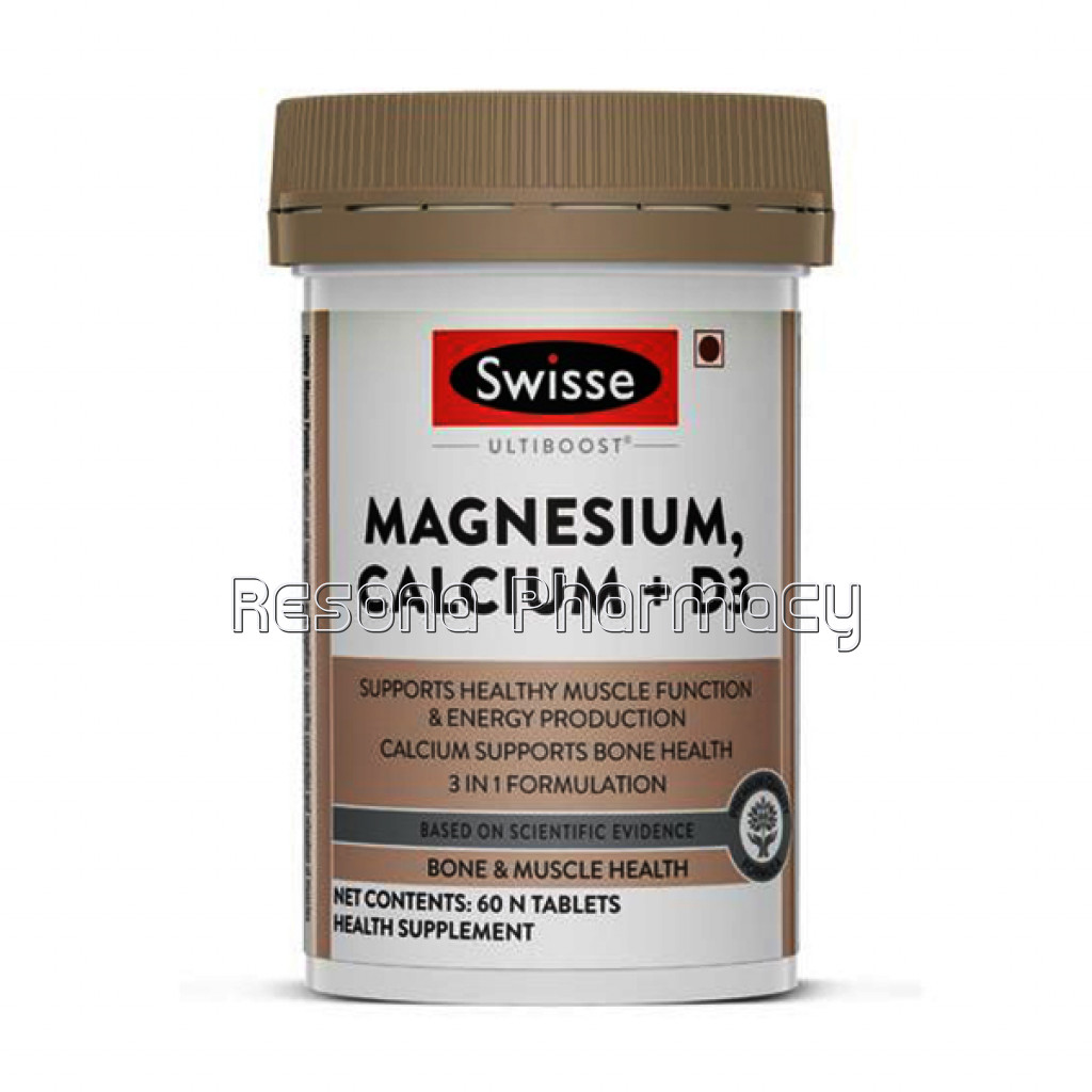 Swisse Magnesium, Calcium Plus Vitamin D3 60 Tablets
