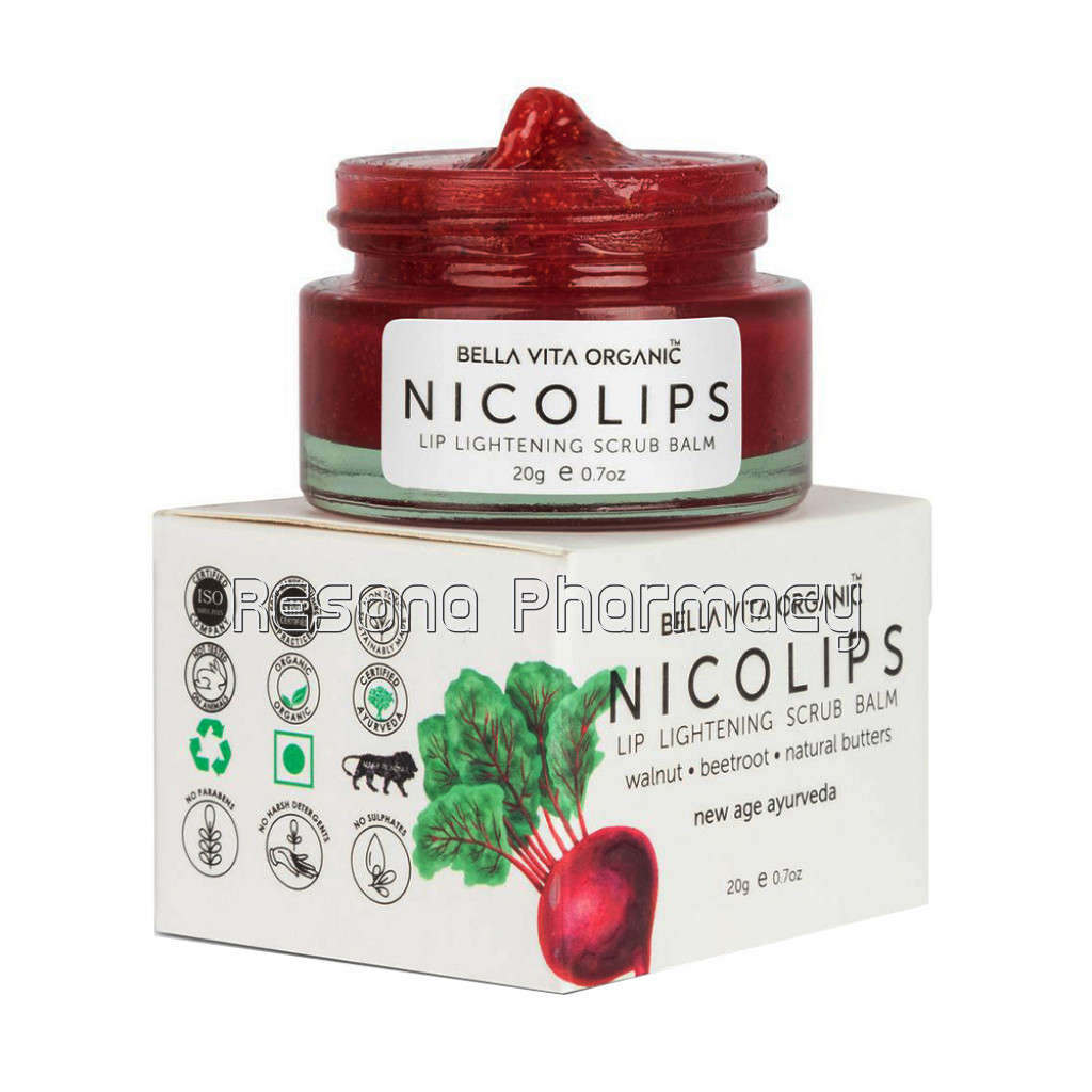 Nicolips Lip Lightening Scrub For Dark, Dry, Chapped and Damaged Lips Unisex , 20 Gm