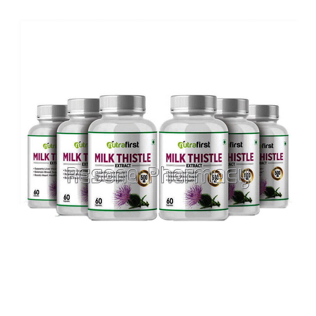 Nutrafirst Milk Thistle (Silymarin) Extract 500Mg For Fatty Liver – 60 Capsules (Pack Of 6)