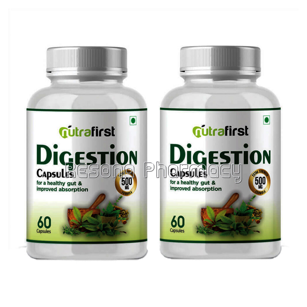 Nutrafirst Digestion Capsules 500Mg For Acidity And Constipation – 60 Capsules (Pack Of 2)