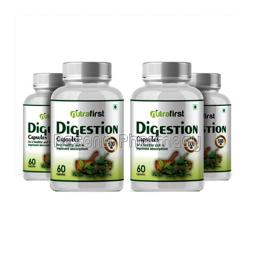 Nutrafirst Digestion Capsules 500Mg For Acidity And Constipation – 60 Capsules (Pack Of 4)