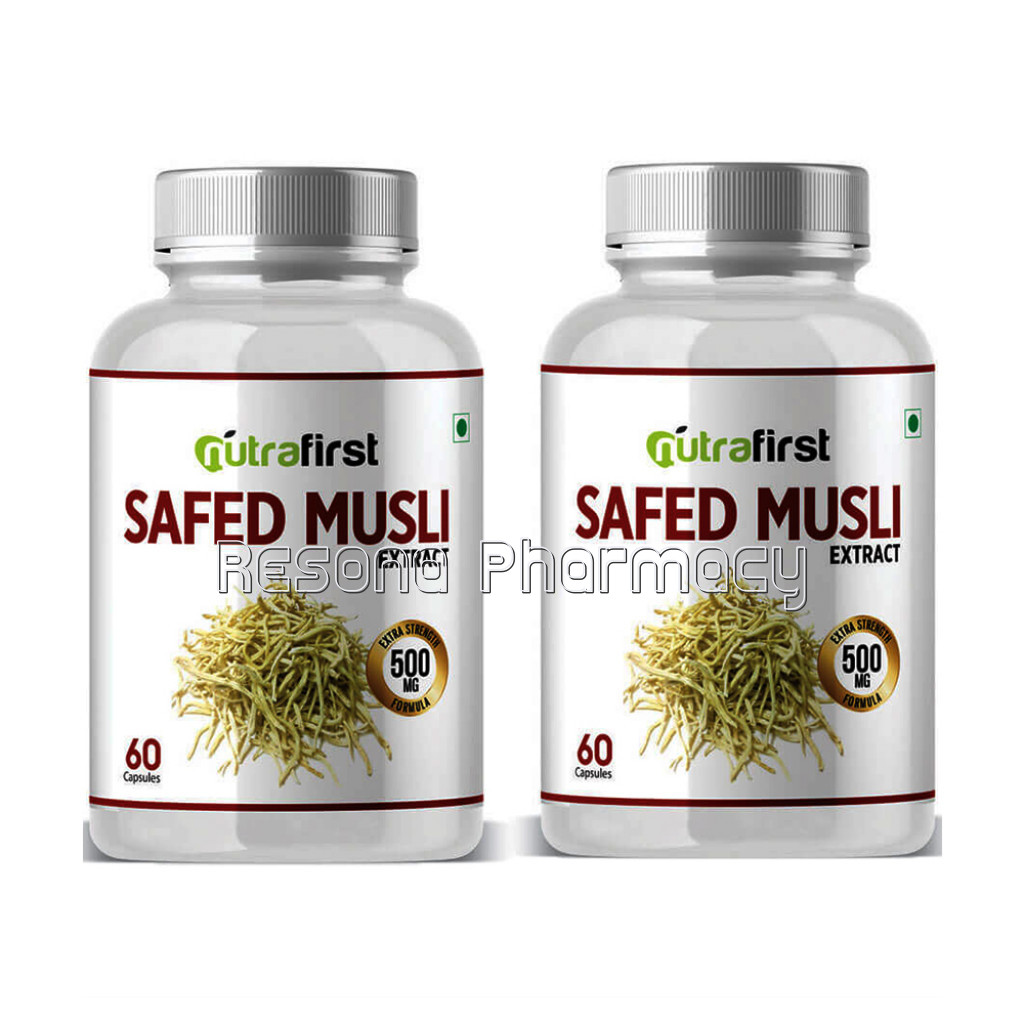 Nutrafirst Safed Musli Extract Capsules 100% NaNaturalAnd Organic – 60 Capsules (Pack Of 2)