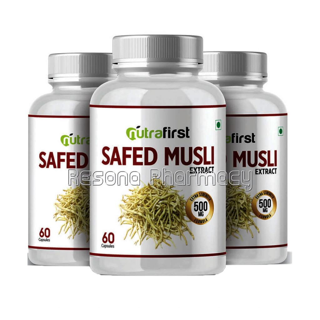 Nutrafirst Safed Musli Extract Capsules 100% NaNaturalAnd Organic – 60 Capsules (Pack Of 3)