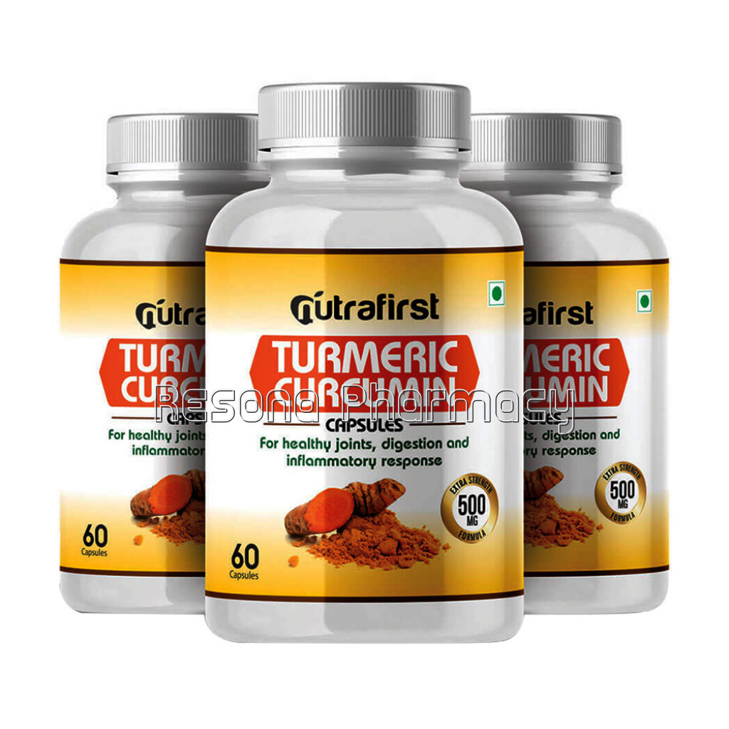 Nutrafirst Turmeric Curcumin Capsules 500Mg For Skin And Joint Pain – 60 Capsules (Pack Of 3)