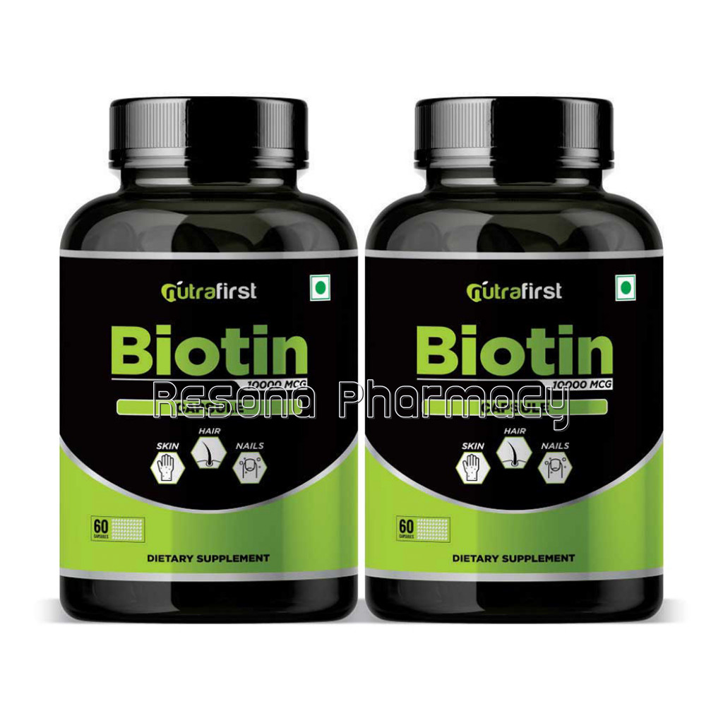 Nutrafirst Biotin Capsules For Hair, Skin And Nails 10000Mcg – 60 Capsules (Pack Of 2)