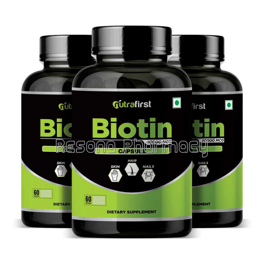 Nutrafirst Biotin Capsules For Hair, Skin And Nails 10000Mcg – 60 Capsules (Pack Of 3)