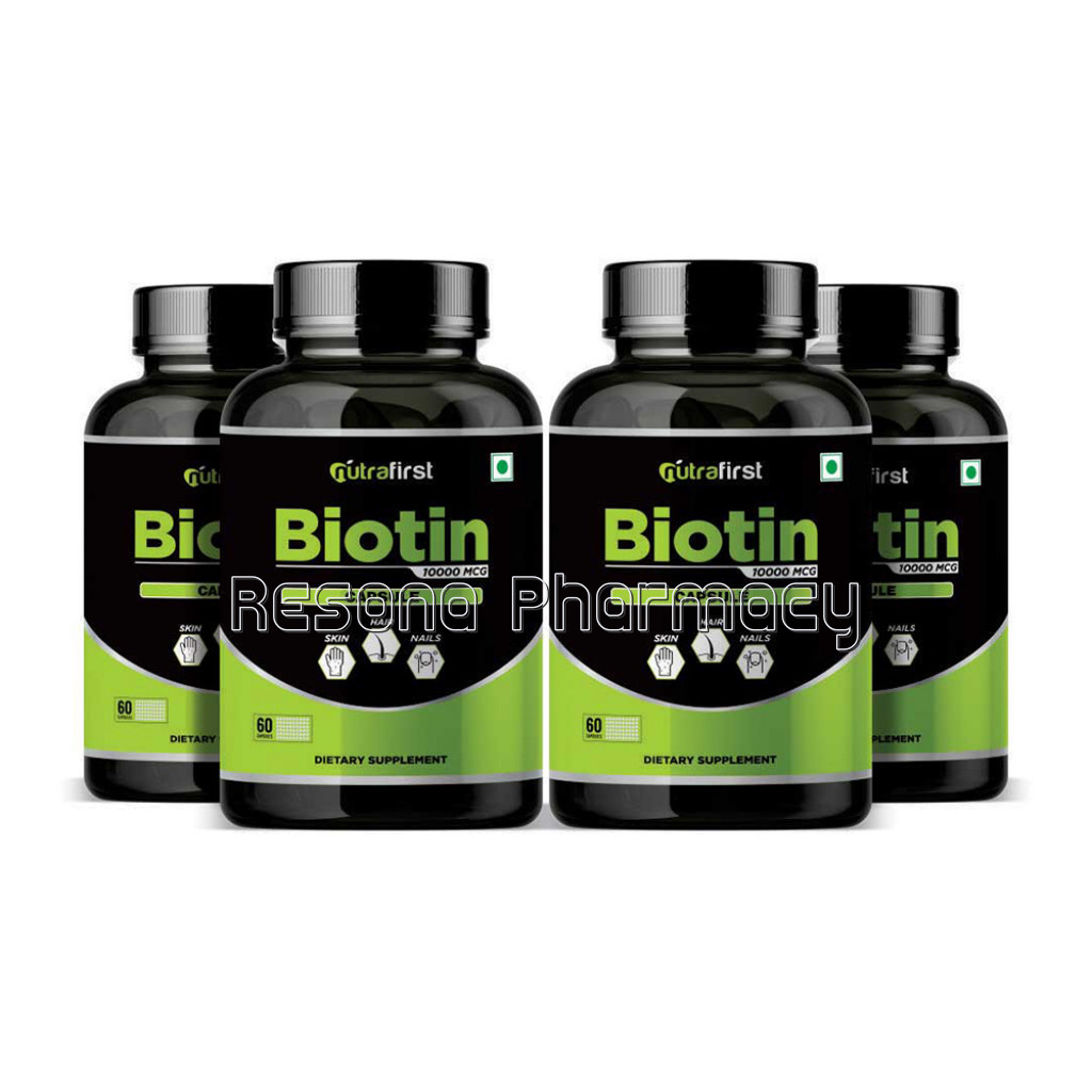 Nutrafirst Biotin Capsules For Hair, Skin And Nails 10000Mcg – 60 Capsules (Pack Of 4)