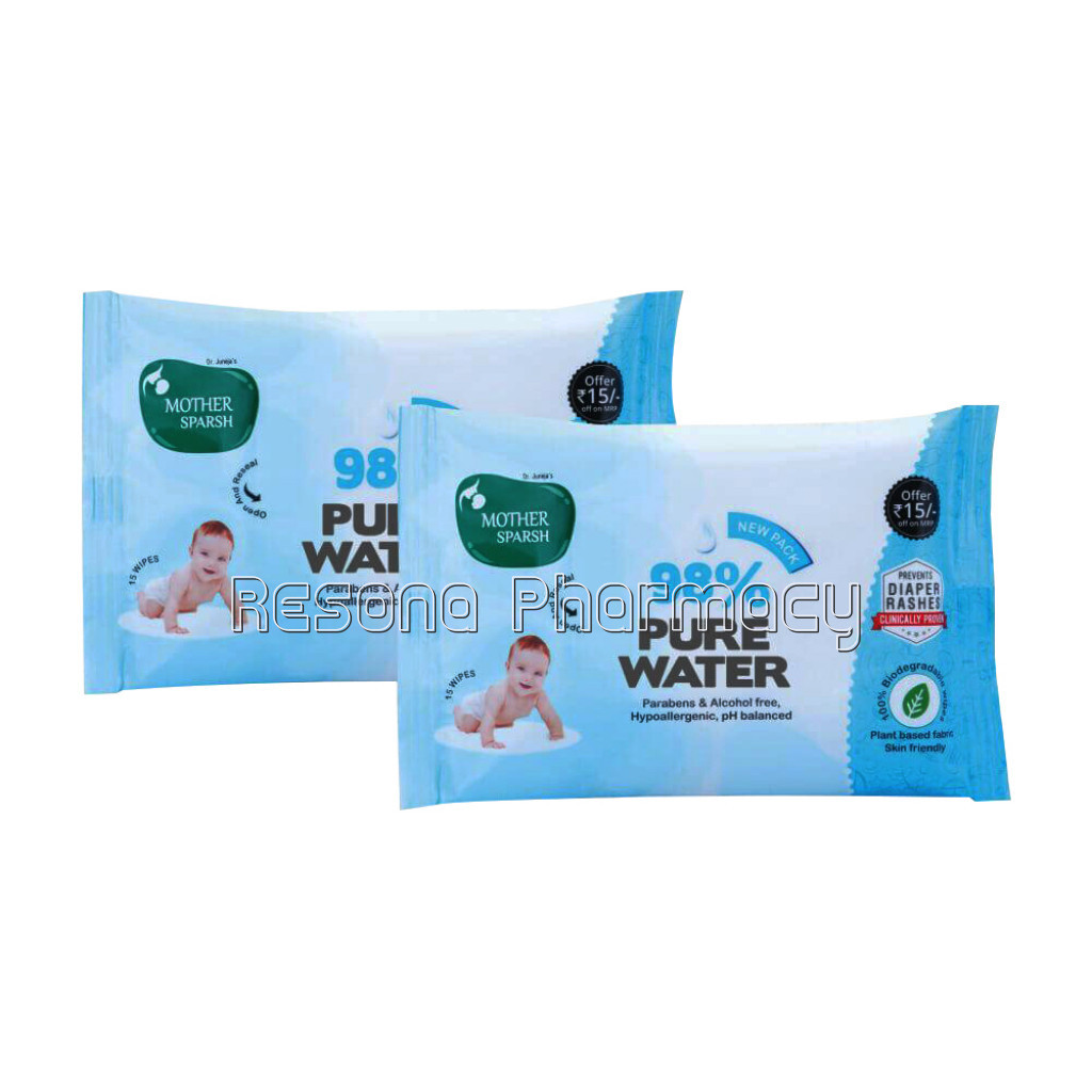 98% Water Based Wipes(Mildly Scented) With Plant Based Fabric Suitable For All Skin   Small Pack (15 Pcs X 2)