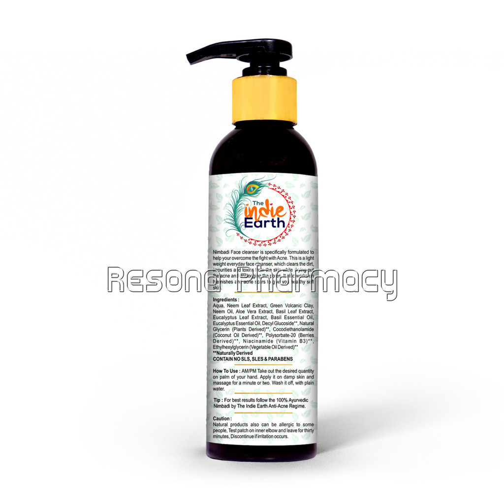 The Indie Earth Nimbadi Ayurvedic Formulation With 5 Type Of Tulsi And Neem Anti Acne And Pimple Control Face Cleanser For Both Men And Women