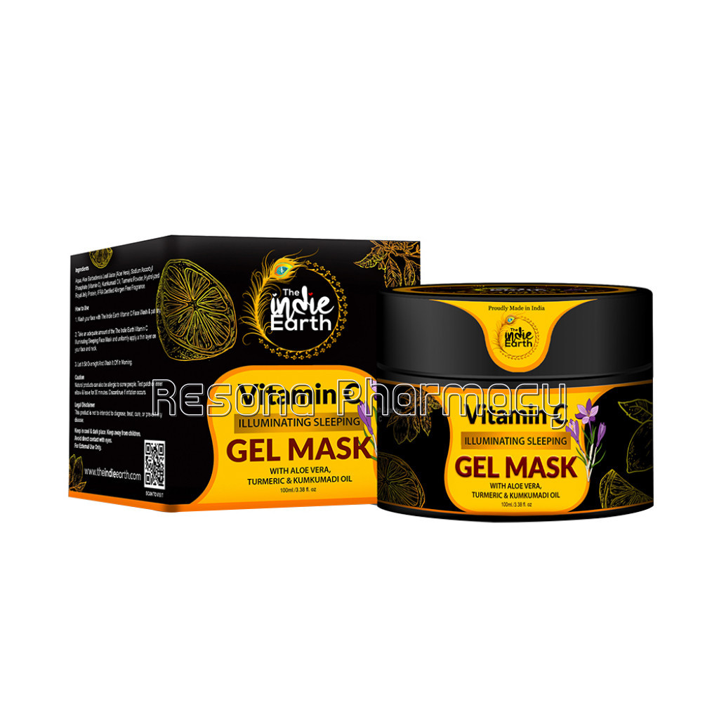 The Indie Earth Vitamin C Skin Illuminating Sleeping Gel Mask With Turmeric, Kumkumadi Tailam And Aloe Vera, Best Vitamin C Overnight Gel Mask For Face and Neck, NaNaturaland Safe 100Ml