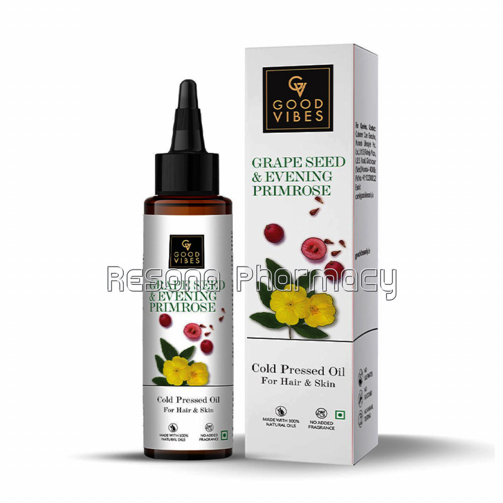 Good Vibes Grape Seed And Evening Primrose Cold Pressed Oil For Hair and Skin (100Ml)