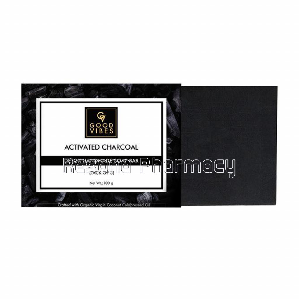 Good Vibes Activated Charcoal Detox Handmade Soap Bar (Pack Of 3)   100G X 3