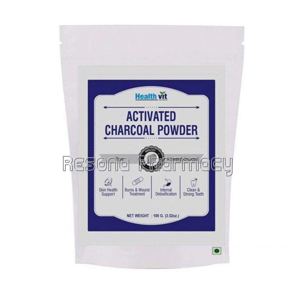 Healthvit Activated Charcoal Powder | 100Gm For Face Mask