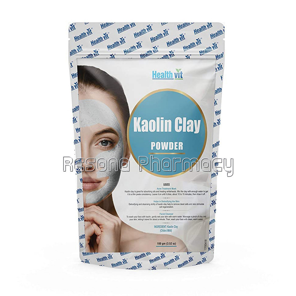 Healthvit Kaolin Clay Powder 100G(3.52 Oz)|For Face Mask| Acne| Blackheads | Glowing Skin