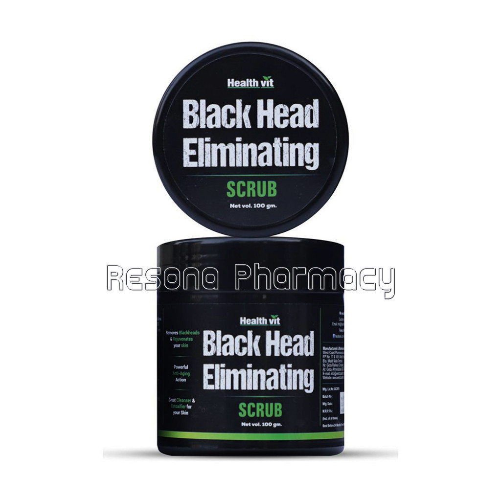 Healthvit Black Head Elimiting Face Scrub ( For Instant Glow, Deep Cleansing and Exfoliation Scrub ) 100Gm
