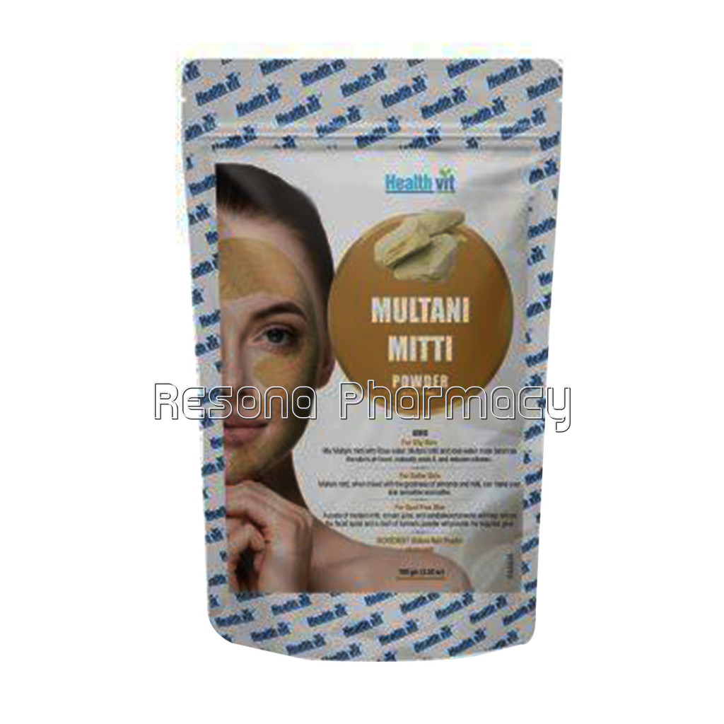 Healthvit Multani Mitti Powder 100G (3.52 Oz)| For All Types Of Skin| Face Pack (Fuller Earth Stone)