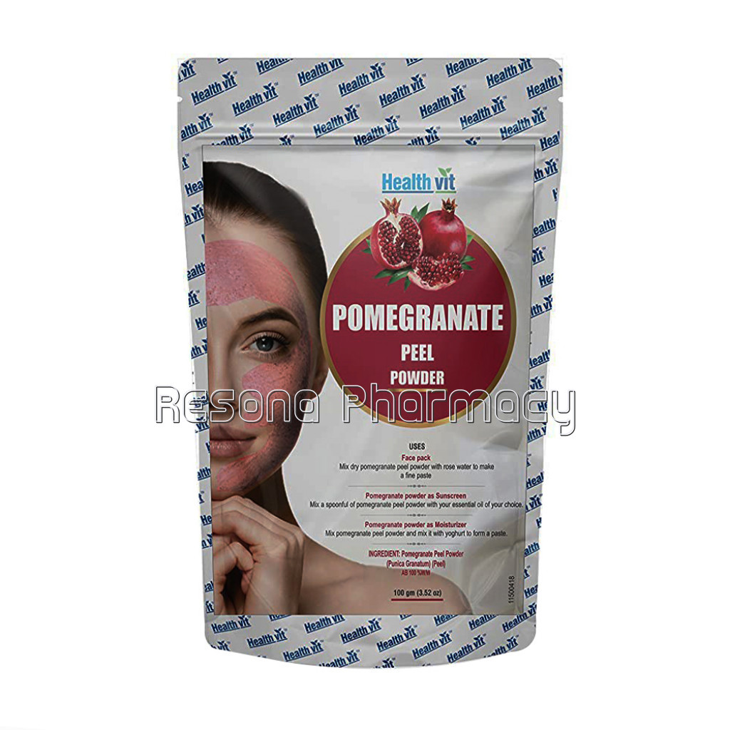Healthvit Pomegrate Peel Powder 100G(3.52 Oz) For Face Mask | Cure Pimple and Acne | Remove Wrinkles | NaturalSore Throat Reliver | Ar Powder