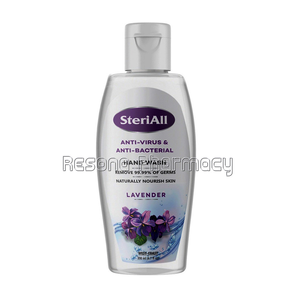 Steriall Anti Virus And Anti Bacterial Hand Wash Remove 99.99% Of Germs Lavender   200Ml.